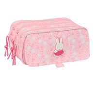 safta Miffy Flores Federmäppchen mit 3 Fächern, für Kinder, ideal für Kinder im Schulalter, bequem und vielseitig, Qualität und Widerstandsfähigkeit, 21,5 x 8 x 10 cm, Pink, M, Casual
