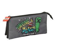 MINECRAFT GRAFFITI - Dreifach-Federmäppchen für Kinder, ideal für Kinder im Schulalter, bequem und vielseitig, Qualität und Widerstandsfähigkeit, 22 x 3 x 12 cm