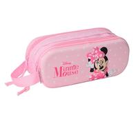 Safta Minnie Mouse 3D-Doppelmäppchen für Kinder, ideal für Kinder im Schulalter, bequem und vielseitig, Qualität und Widerstandsfähigkeit, 21 x 6 x 8 cm, Rosa, M, Lässig