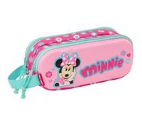 Safta Minnie Mouse 3D Doppelmäppchen für Kinder, ideal für Kinder im Schulalter, bequem und vielseitig, Qualität und Widerstandsfähigkeit, 21 x 6 x 8 cm, Rosa, Rosa, Estándar, Lässig