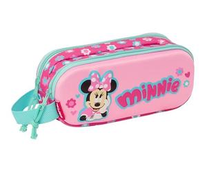 Safta Minnie Mouse 3D Doppelmäppchen für Kinder, ideal für Kinder im Schulalter, bequem und vielseitig, Qualität und Widerstandsfähigkeit, 21 x 6 x 8 cm, Rosa, Rosa, Estándar, Lässig