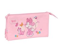 Safta Minnie Mouse Baby Federmäppchen, dreifach, für Kinder, ideal für Kinder im Schulalter, bequem und vielseitig, Qualität und Widerstandsfähigkeit, 22 x 3 x 12 cm, hellrosa, M, Casual