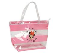 safta MINNIE MOUSE BEACH - Einkaufstasche für Damen, Shopping-Tasche, bequem und vielseitig, Qualität und Widerstandsfähigkeit, 54 x 17 x 35 cm, Rosa/Transparent, rosa/transparent, Estándar, Lässig
