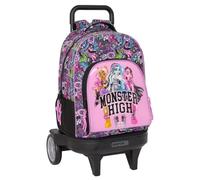 Safta Monster High Drama, großer Rucksack mit Rädern, kompakt, abnehmbar, ideal für Kinder verschiedener Altersgruppen, bequem und vielseitig, Qualität und Widerstandsfähigkeit, 33 x 22 x 45 cm, bunt,