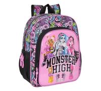 safta MONSTER HIGH DRAMA - Schulrucksack Kinder, anpassbar an Trolley, ideal für Schulkinder, bequem und vielseitig, Qualität und Widerstandsfähigkeit, 32 x 12 x 38 cm, Mehrfarbig, M, Casual,