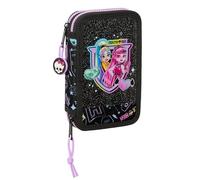 Safta Monster High - Schulmäppchen für Kinder, Federmäppchen mit Farben, mit 28 nützlichen Utensilien, ideal für Kinder von 5 bis 14 Jahren, bequem und vielseitig, Qualität und Widerstandsfähigkeit