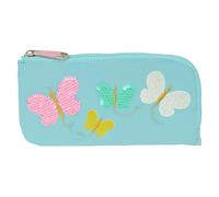 Safta Moos Butterflies Federmäppchen, flach, recycelbarer Stoff, für Kinder, ideal für Kinder im Schulalter, bequem und vielseitig, Qualität und Widerstandsfähigkeit, 23 x 1 x 11 cm, Hellblau,