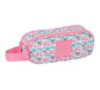 safta MOOS Flores Doppelmäppchen, recycelbarer Stoff, Federmäppchen für Kinder, ideal für Kinder im Schulalter, bequem und vielseitig, Qualität und Widerstandsfähigkeit, 21 x 6 x 8 cm, Mehrfarbig,