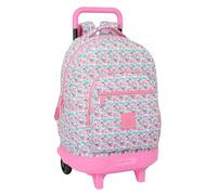 safta Moos Flores Großer Rucksack mit Rädern, kompakt, abnehmbar, ideal für Kinder verschiedener Altersgruppen, bequem und vielseitig, Qualität und Widerstandsfähigkeit, 33 x 22 x 45 cm, Mehrfarbig,