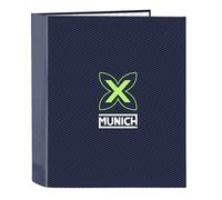 Safta München Blue Indigo Ringordner, 4 Ringe, ideal für Kinder verschiedener Altersgruppen, bequem und vielseitig, Qualität und Widerstandsfähigkeit, 27 x 6 x 33 cm, Indigoblau, M, Lässig