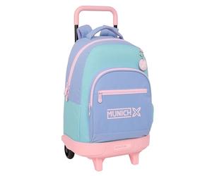 safta München Melow Großer Rucksack mit Rädern, kompakt, abnehmbar, ideal für Kinder verschiedener Altersgruppen, bequem und vielseitig, Qualität und Widerstandsfähigkeit, 33 x 22 x 45 cm, Blau
