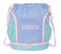 safta München Melow Rucksack, ideal für Kinder verschiedener Altersgruppen, bequem und vielseitig, Qualität und Widerstandsfähigkeit, 34 x 15 x 43 cm, Blau/Himmelblau/Hellrosa, M, Casual