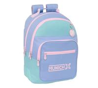safta München Melow Schulrucksack für Kinder, ideal für Kinder verschiedener Altersgruppen, bequem und vielseitig, Qualität und Widerstandsfähigkeit, 32 x 15 x 42 cm, Blau/Himmelblau/Hellrosa, M