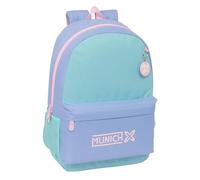 safta München Melow Schulrucksack für Kinder, ideal für Kinder verschiedener Altersgruppen, bequem und vielseitig, Qualität und Widerstandsfähigkeit, 30 x 14 x 46 cm, Blau/Himmelblau/Hellrosa, M