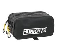 Safta München Topo Federmäppchen, dreifach, für Kinder, ideal für Kinder im Schulalter, bequem und vielseitig, Qualität und Widerstandsfähigkeit, 21,5 x 8 x 10 cm, Schwarz, M, Casual