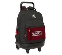Safta München Vulcan Großer Rucksack mit Rädern, kompakt, abnehmbar, ideal für Kinder verschiedener Altersgruppen, bequem und vielseitig, Qualität und Widerstandsfähigkeit, 33 x 22 x 45 cm, Schwarz