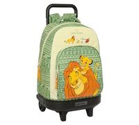safta Mufasa Großer Rucksack mit Rädern, kompakt, abnehmbar, ideal für Kinder verschiedener Altersgruppen, bequem und vielseitig, Qualität und Widerstandsfähigkeit, 33 x 22 x 45 cm, Grün/Beige,