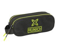 safta Munich Beat Doppelmäppchen für Kinder, ideal für Kinder im Schulalter, bequem und vielseitig, Qualität und Widerstandsfähigkeit, 21 x 6 x 8 cm, Schwarz, Schwarz, Estándar, Lässig