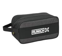 Safta Munich Topo - Mittelgroßer Schuhschrank, Mehrzweck, Federmäppchen, Sport, außerschulisch, Fußball, bequem und vielseitig, 29 x 14 x 15 cm, Schwarz, M, Lässig