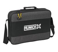 Safta MUNICH TOPO - Schultasche, Federmäppchen, Umhängetasche, bequem und vielseitig, Qualität und Widerstandsfähigkeit, 38 x 6 x 28 cm, Schwarz, M, Lässig