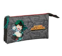 safta My Hero Academia Federmäppchen für Kinder, ideal für Kinder im Schulalter, bequem und vielseitig, Qualität und Widerstandsfähigkeit, 22 x 3 x 12 cm, Schwarz, Schwarz, Estándar, Lässig