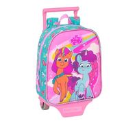 safta MY LITTLE PONY MAGIC Kindergartenrucksack mit Wagen, ideal für Kinder verschiedener Altersgruppen, bequem und vielseitig, Qualität und Widerstandsfähigkeit, 22 x 10 x 27 cm, Rosa/Türkis,