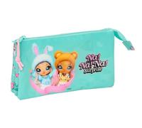 safta NANANA Bunny Federmäppchen für Kinder, ideal für Kinder im Schulalter, bequem und vielseitig, Qualität und Widerstandsfähigkeit, 22 x 3 x 12 cm, Türkis/Rosa, M, Casual