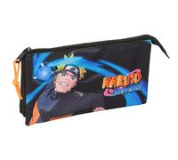 Safta Naruto Federmäppchen für Kinder, ideal für Kinder im Schulalter, bequem und vielseitig, Qualität und Widerstandsfähigkeit, 22 x 3 x 12 cm, Schwarz, M, Casual