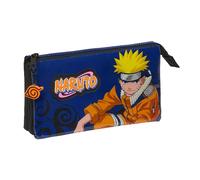 Safta Federmäppchen Naruto Ninja für Kinder – 3 Fächer, 22 x 12 x 3 cm – Schwarz/Blau