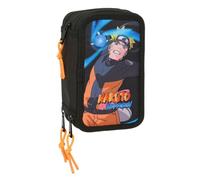 SAFTA Naruto Schulmäppchen mit 37 Utensilien, Kindermäppchen, ideal für Kinder von 5 bis 14 Jahren, bequem und vielseitig, Qualität und Widerstandsfähigkeit, 12,5 x 5,5 x 19,5 cm, Schwarz, M, Casual