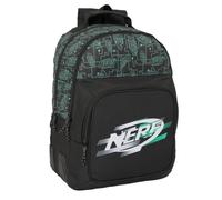 Safta Nerf Game Doppel-Rucksack, anpassbar an Kinderwagen, ideal für Kinder verschiedener Altersgruppen, bequem und vielseitig, Qualität und Widerstandsfähigkeit, 32 x 15 x 42 cm, Schwarz, M, Casual