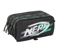 Safta NERF Game Federmäppchen, Dreifachmäppchen für Kinder, ideal für Kinder im Schulalter, bequem und vielseitig, Qualität und Widerstandsfähigkeit, 21,5 x 8 x 10 cm, Schwarz, M, Casual