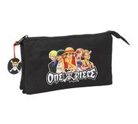 Safta One Piece Federmäppchen für Kinder, ideal für Kinder im Schulalter, bequem und vielseitig, Qualität und Widerstandsfähigkeit, 22 x 3 x 12 cm, Schwarz, Schwarz, Estándar, Lässig