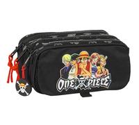 Safta One Piece Federmäppchen mit DREI Fächern, für Kinder, ideal für Kinder im Schulalter, bequem und vielseitig, Qualität und Widerstandsfähigkeit, 21,5 x 8 x 10 cm, Schwarz