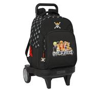 Safta One Piece Großer Rucksack mit Rädern, kompakt, abnehmbar, ideal für Kinder verschiedener Altersgruppen, bequem und vielseitig, Qualität und Widerstandsfähigkeit, 33 x 22 x 45 cm, Schwarz