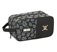 Safta ONE PIECE Pirates - Mittelgroßer Schuh, Mehrzweck, Federmäppchen, Sport, außerschulisch, Fußball, bequem und vielseitig, 29 x 14 x 15 cm, Schwarz, M, Casual