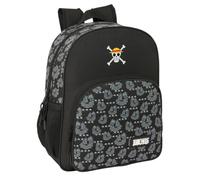 Safta One Piece Pirates Schulrucksack für Kinder, anpassbar an den Kinderwagen, ideal für Kinder im Schulalter, bequem und vielseitig, Qualität und Widerstandsfähigkeit, 32 x 12 x 38 cm, Schwarz, M,