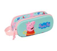 safta Peppa Pig 3D-Federmäppchen für Kinder, ideal für Kinder im Schulalter, bequem und vielseitig, Qualität und Widerstandsfähigkeit, 21 x 6 x 8 cm, Grün/Rosa, Grün/rosa, Estándar, Lässig