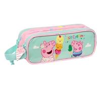 PEPPA PIG Ice Cream Doppelmäppchen für Kinder, ideal für Kinder im Schulalter, bequem und vielseitig, Qualität und Widerstandsfähigkeit, 21 x 6 x 8 cm, hellrosa/mintgrün, Hellrosa/Minzgrün, Estándar,