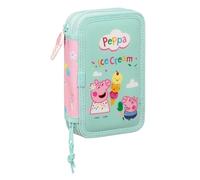 Safta Peppa Pig Ice Cream Federmäppchen für Kinder, Federmäppchen mit Farben, mit 28 Utensilien, ideal für Kinder von 5 bis 14 Jahren, vielseitig einsetzbar, Widerstandsfähigkeit, 12,5 x 4 x 19,5 cm,