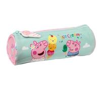 Safta Peppa Pig Ice Cream Rundes Schulmäppchen für Kinder, ideal für Kinder von 5 bis 14 Jahren, bequem und vielseitig, Qualität und Widerstandsfähigkeit, 20 x 7 cm, Hellrosa/Minzgrün
