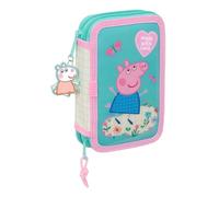 PEPPA PIG PRETTY FLOWERS Schulmäppchen für Kinder, Federmäppchen mit Farben, mit 29 nützlichen Utensilien, ideal für Kinder von 5 bis 14 Jahren, bequem und vielseitig, Qualität und
