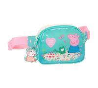 PEPPA PIG PRETTY FLOWERS Gürteltasche für Kinder, ideal für Jugendliche und Kinder verschiedener Altersgruppen, bequem und vielseitig, Qualität und Widerstandsfähigkeit, 14 x 4 x 11 cm, Minzgrün /