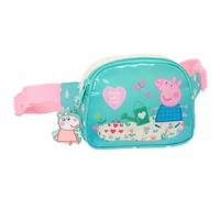PEPPA PIG PRETTY FLOWERS Gürteltasche für Kinder, ideal für Jugendliche und Kinder verschiedener Altersgruppen, bequem und vielseitig, Qualität und Widerstandsfähigkeit, 14 x 4 x 11 cm, Minzgrün /