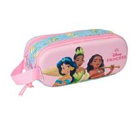 safta Princesas Disney 3D Doppelmäppchen für Kinder, ideal für Kinder im Schulalter, bequem und vielseitig, Qualität und Widerstandsfähigkeit, 21 x 6 x 8 cm, Hellrosa/Himmelblau, M, Casual