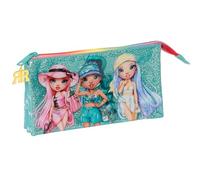 Safta Rainbow HIGH Paradise - Federmäppchen für Kinder, Federmäppchen für Kinder, ideal für Schulkinder, bequem und vielseitig, Qualität und Widerstandsfähigkeit, 22 x 3 x 12 cm, Türkis, Blau/Türkis,