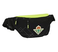 Safta Real Betis Balompie Gürteltasche mit Außentasche, ideal für Jugendliche und Kinder jeden Alters, bequem und vielseitig, Qualität und Widerstandsfähigkeit, 23 x 9 x 12 cm, Schwarz/Limettengrün