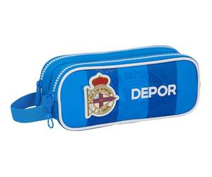safta Real Deportivo de la Coraña - Doppelmäppchen für Kinder, ideal für Kinder im Schulalter, bequem und vielseitig, Qualität und Widerstandsfähigkeit, 21 x 6 x 8 cm, Blau, blau, Estándar,