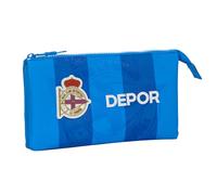 safta Real Deportivo de la Coruña Federmäppchen für Kinder, ideal für Kinder im Schulalter, bequem und vielseitig, Qualität und Widerstandsfähigkeit, 22 x 3 x 12 cm, Blau, blau, Estándar, Lässig