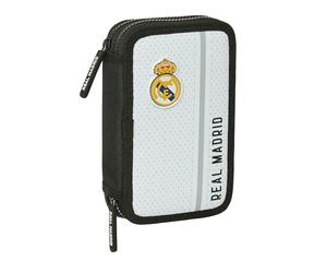 SAFTA Real Madrid 1. Mannschaft 24/25, Schulmäppchen für Kinder, Federmäppchen mit Farben, mit 28 Utensilien, ideal für Kinder von 5 bis 14 Jahren, bequem und vielseitig, 12,5 x 4 x 19,5 cm,